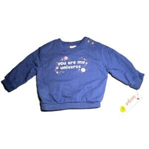 Cat & Jack Toddler Girl's Sweatshirt Size 18M Blue with Planets Stars Graphic